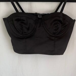 Forever 21 Black Satin Bustier Crop Top